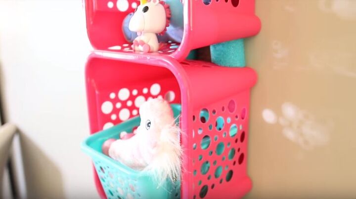 s 18 dollar tree hacks too cute not to try, Stack square baskets for additional storage space
