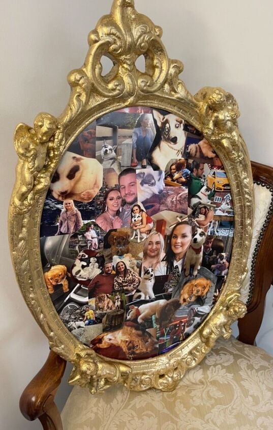 upcycled mirror into framed collage