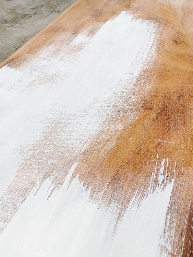 antes e depois da mesa de fazenda diy com acabamento crackle thistlewood