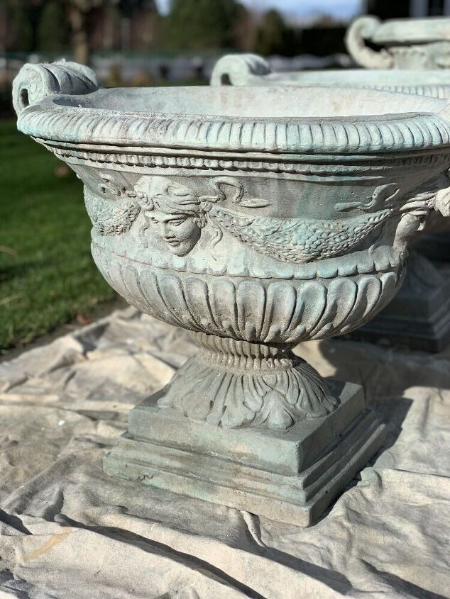 how to add antiquing to concrete urns, Let the paint dry after each coat You will really start to see the layers of the paint creating a lovely aged look