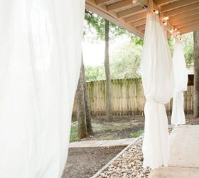 s 10 ways to turn a corner of your yard into a mini paradise, Hang pretty flowy curtains