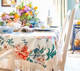 s 15 thrifty new ideas to copy for your next tablescape, Sew a pretty chintz tablecloth