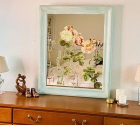 s 17 gorgeous shabby chic decor ideas that ll cost you next to nothing, Make a beautiful floral decal mirror