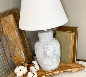 s 17 gorgeous shabby chic decor ideas that ll cost you next to nothing, Smear stucco patch on your lamp