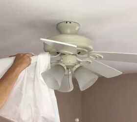 how to quickly clean your house from top to bottom, Pillowcase wrapped around ceiling fan