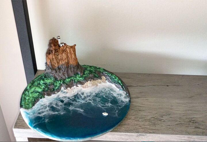 escultura de paisaje marino con pasta de modelar