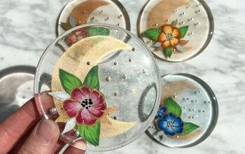  Porta-copos de resina em forma de lua e flor