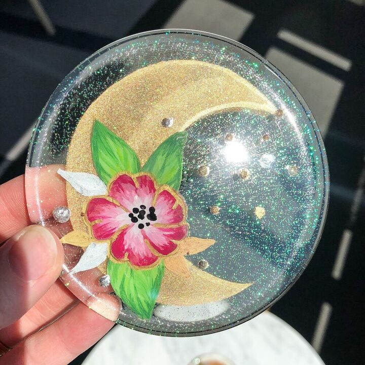 moon flower resin coasters