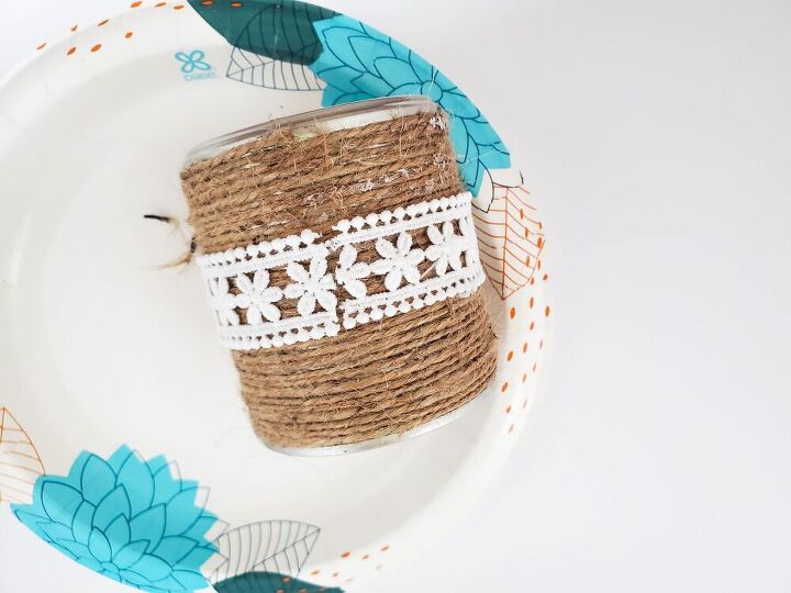 easy upcycled twine and lace cans craft