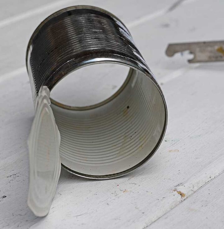 tin can number planters for the front door