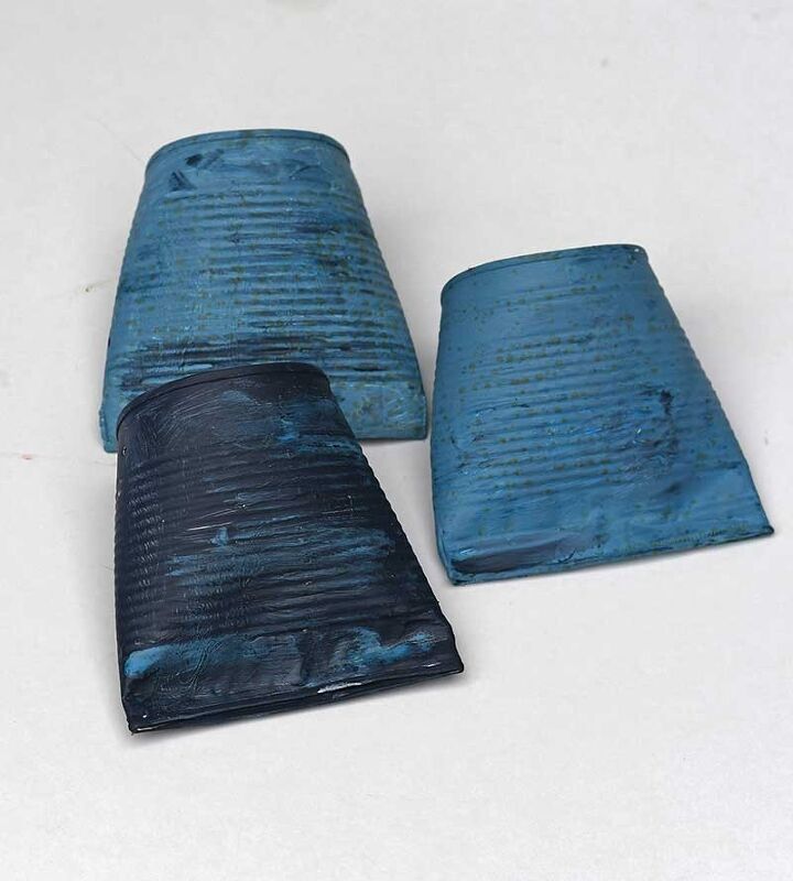 tin can number planters for the front door