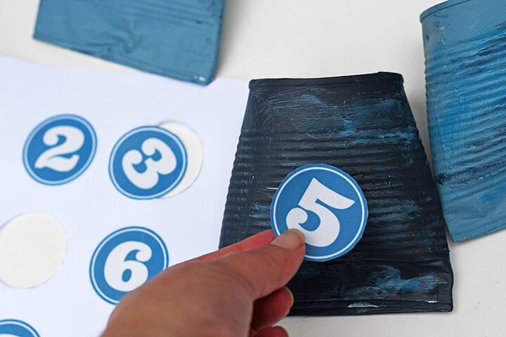 tin can number planters for the front door