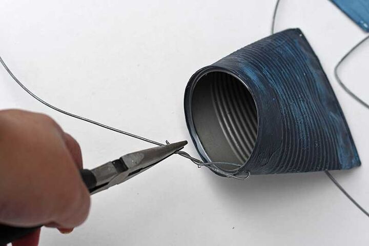 tin can number planters for the front door