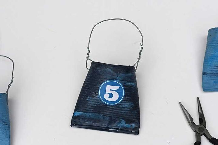 tin can number planters for the front door