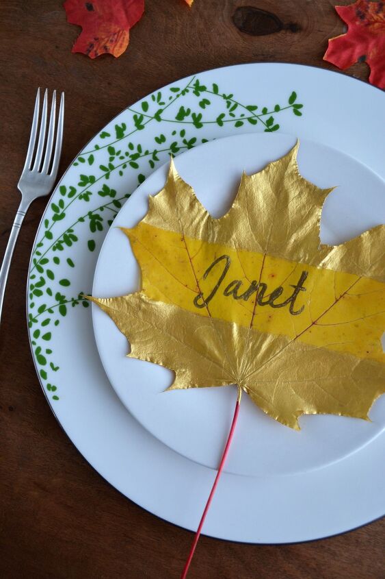 las 20 mejores ideas de decoracin con hojas que puedes probar este otoo, Decoraci n de la mesa de Acci n de Gracias DIY