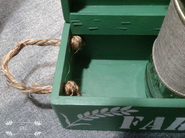 table centerpiece made from a wooden wine box carrier, Tie a Knot Inside