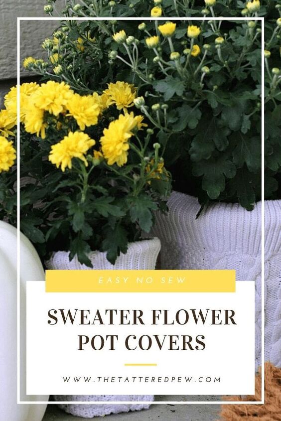 easy no sew sweater flower pot covers
