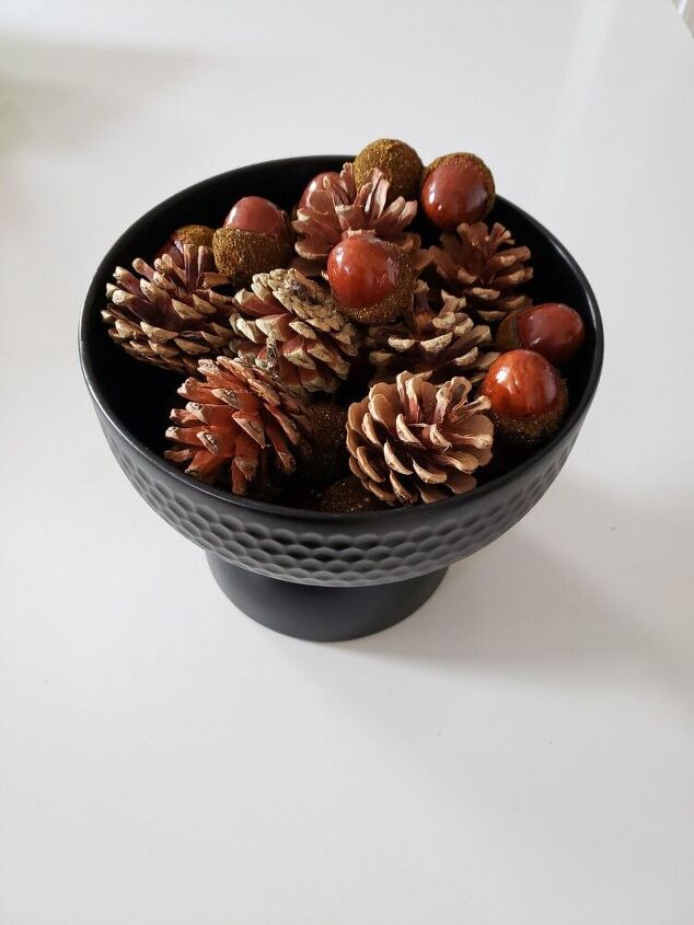 diy pedestal bowl, 2 packs of pine comes and acorns