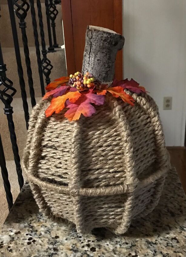 dollar tree jute woven pumpkin from rusty hanging baskets really