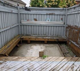 hole from former hot tub becomes sunken lounge space, Pressure washed