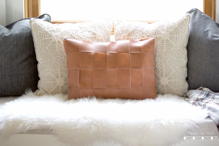s 15 ways to make your home feel cozier this season, This no sew faux leather pillow cover