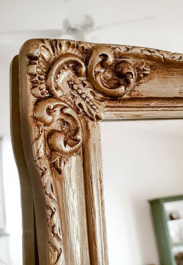 thrifted mirror turned faux antiqued gold beauty