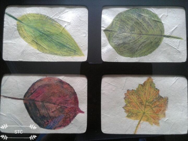 creating leaf art to style a fall frame tray