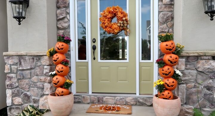 s 14 outdoor decor ideas everyone needs to see before fall, These whimsical pumpkin planters