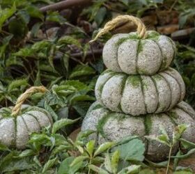 s 14 outdoor decor ideas everyone needs to see before fall, Some beautiful concrete moss pumpkins