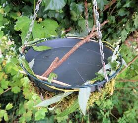how to make an easy hanging bird bath for your garden
