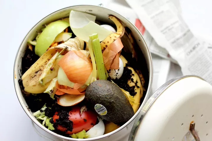 don t toss out your food quite yethere s how to make compost, Compost bin filled with food scraps