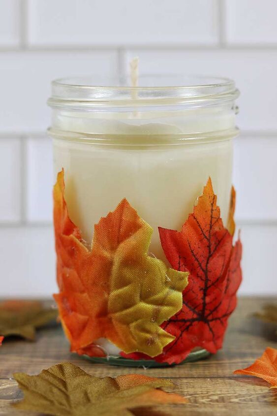 fall leaf candle holder and fall candle tutorial