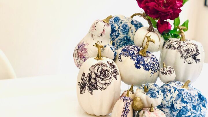 s 15 gorgeous ways to switch up your decor this fall, Her classy patterned pumpkins