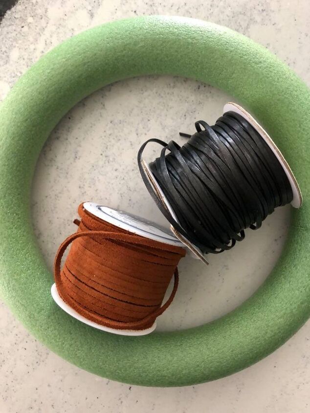 a fall wreath idea in 3 easy steps, For your convenience an affiliate link for the leather lacing spools can be found here