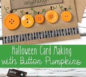halloween card making with button pumpkins