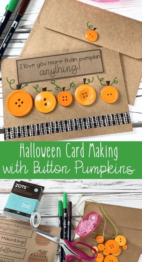 tarjetas de halloween con botones de calabaza