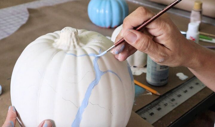 diy hand painted chinoiserie pumpkins from the dollar tree