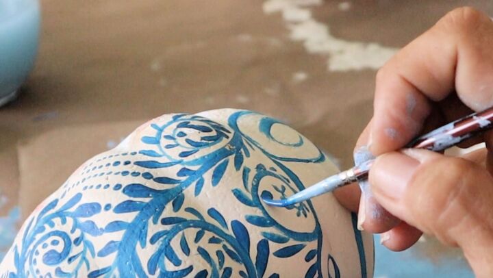 diy hand painted chinoiserie pumpkins from the dollar tree