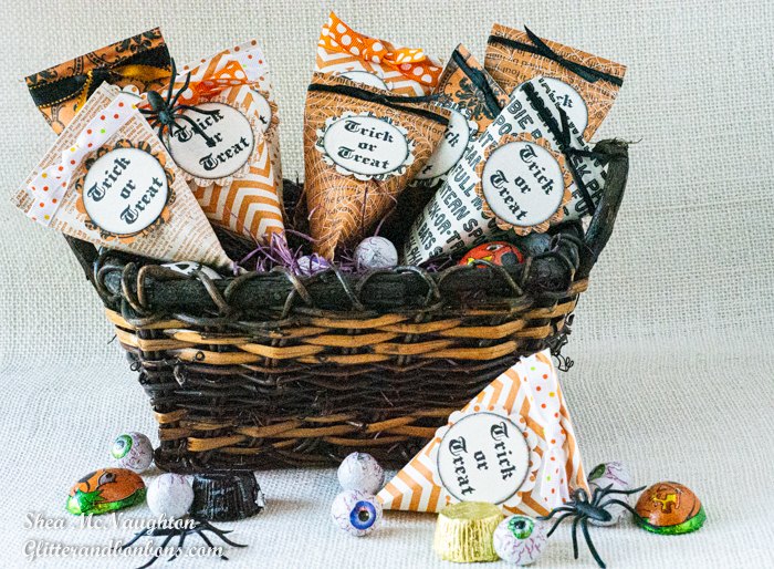 make your own halloween treat bags aka sour cream containers