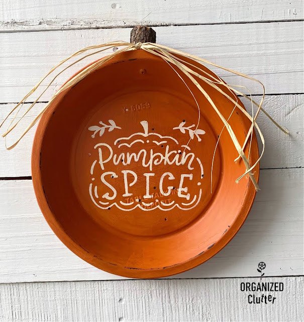 metal pie tin fall pumpkin project