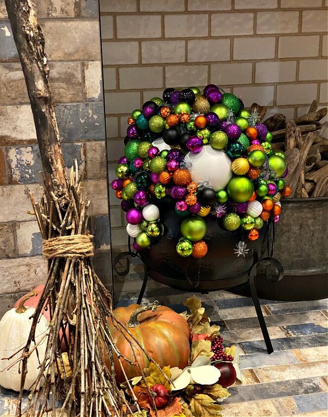 faa um caldeiro borbulhante de halloween colorido