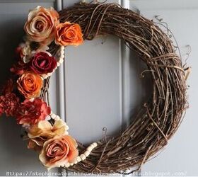 simple diy autumn floral and bead wreath