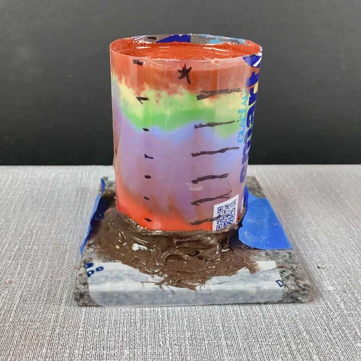 rainbow colored concrete candle holder
