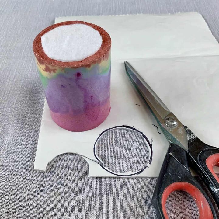 rainbow colored concrete candle holder