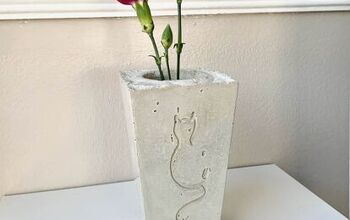 Um vaso de cimento DIY com um design de gato
