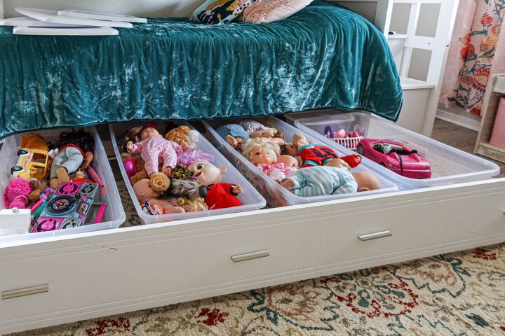under the bed storage idea for kids bins on a rolling trundle for sto