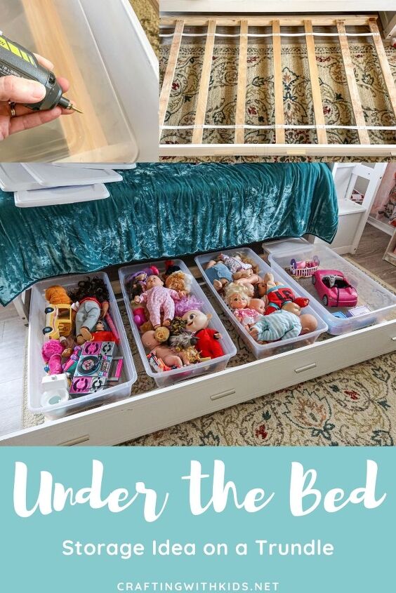 under the bed storage idea for kids bins on a rolling trundle for sto