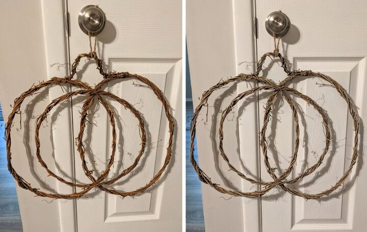 fall pumpkin wreath update, Before and after