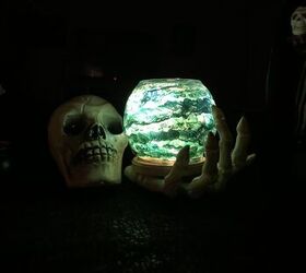 diy skeleton hand holding crystal ball
