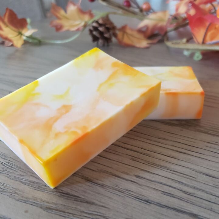 super simple candy corn soap for autumn or halloween